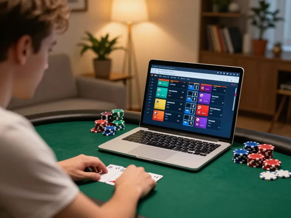Player enjoying online games on 789club platform while strategizing with chips.