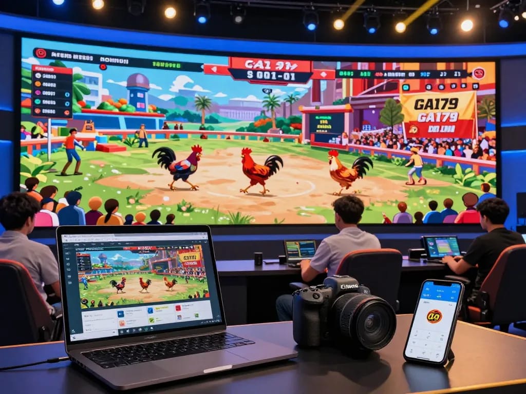 Exciting gaming scene at https://ga179.press/ showcasing players engaging in online cockfighting bets with dynamic visuals and live statistics.