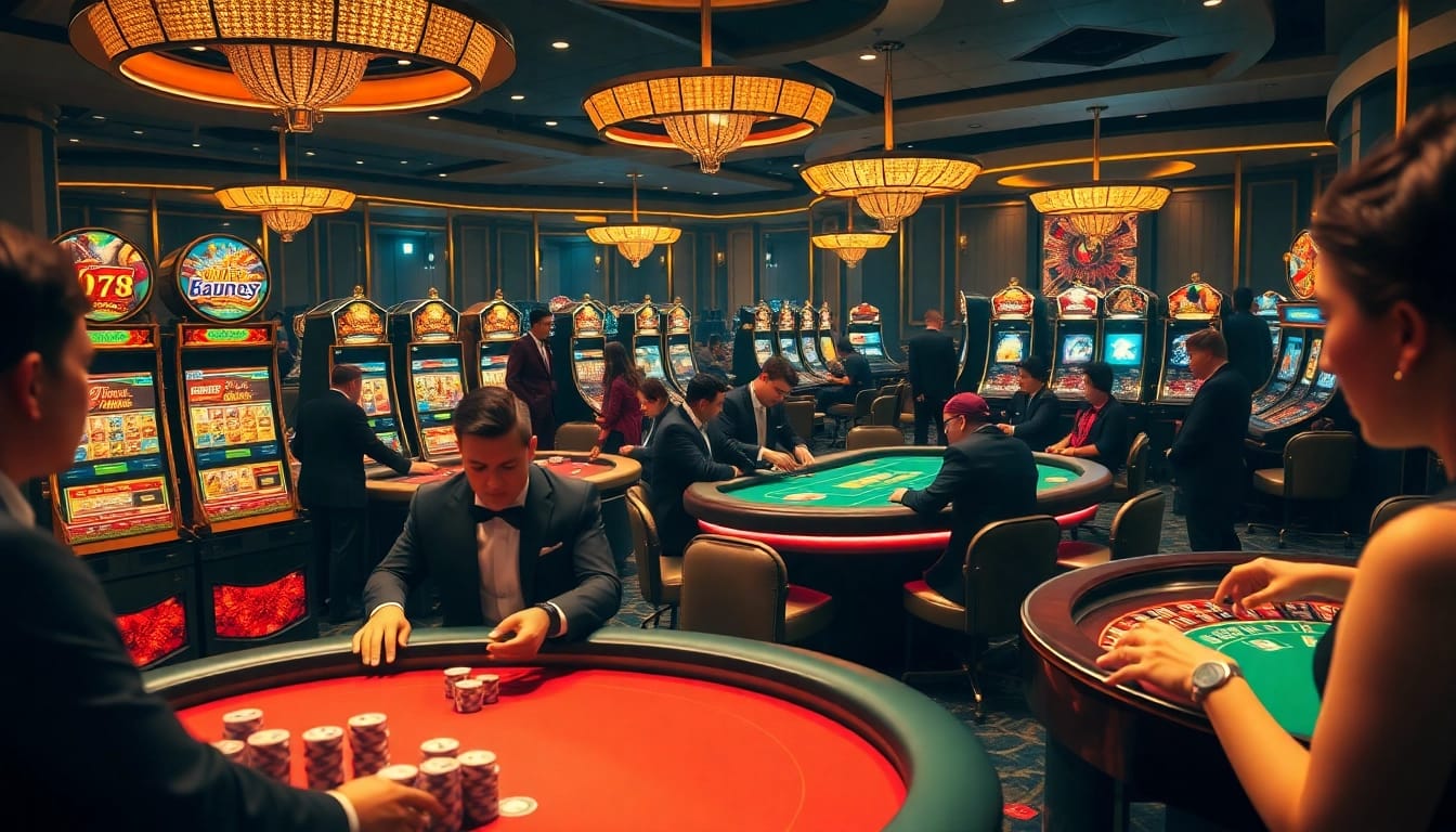 Experience high-stakes excitement at W188's luxurious casino tables and vibrant slot machines.