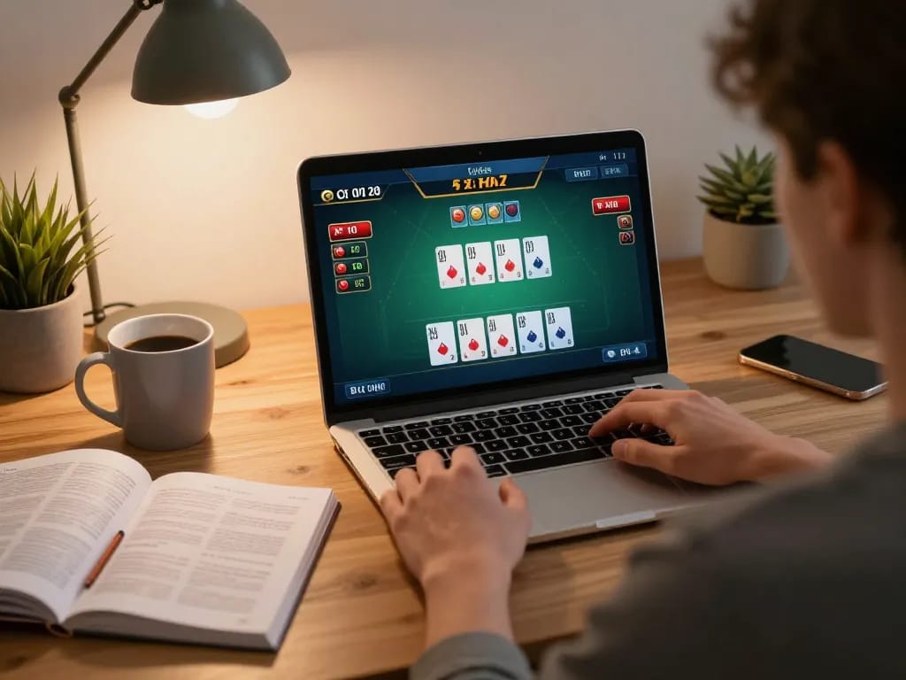 SUNWIN user engaged in live dealer blackjack online, showing game interface and betting strategy.
