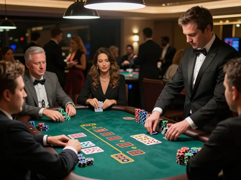 Experience exciting blackjack gameplay at 888vnd com casino with vibrant lighting and engaged players