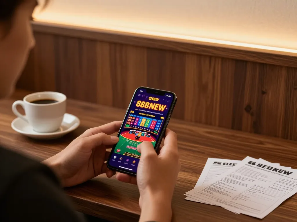 Engaging gameplay on the 888NEW app, showcasing a live dealer game and strategic betting actions.
