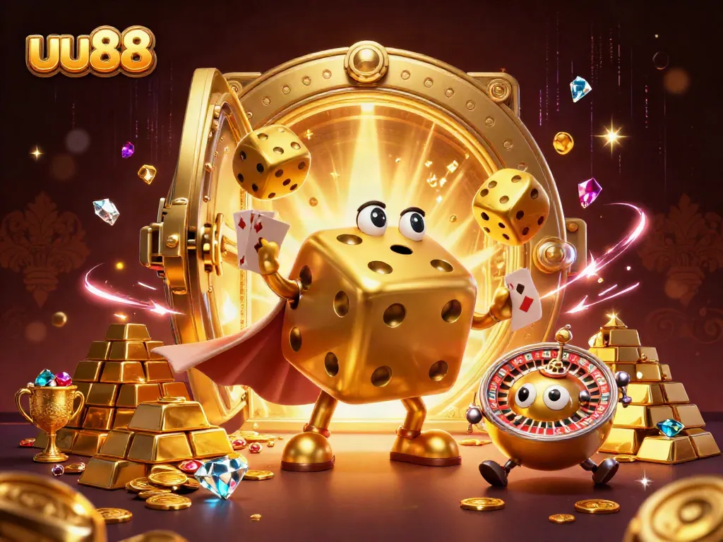 Experience thrilling wins at uu88 with our vibrant casino scene showcasing golden treasures and excitement.