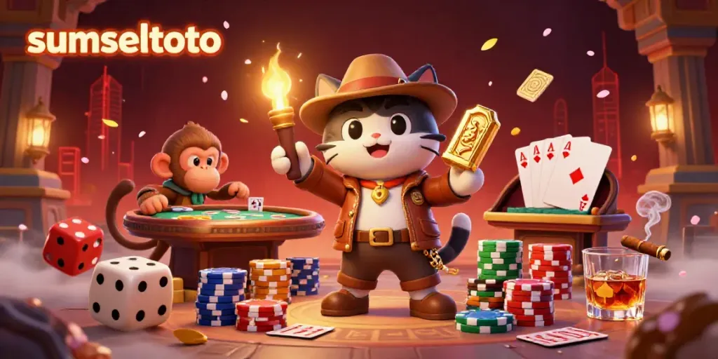 Sumseltoto: Explore an adventurous cat archaeologist uncovering casino riches within a vibrant temple.