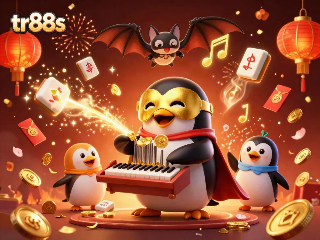 Players engage with tr88s by spinning 3D slots under a festive atmosphere with golden coins.
