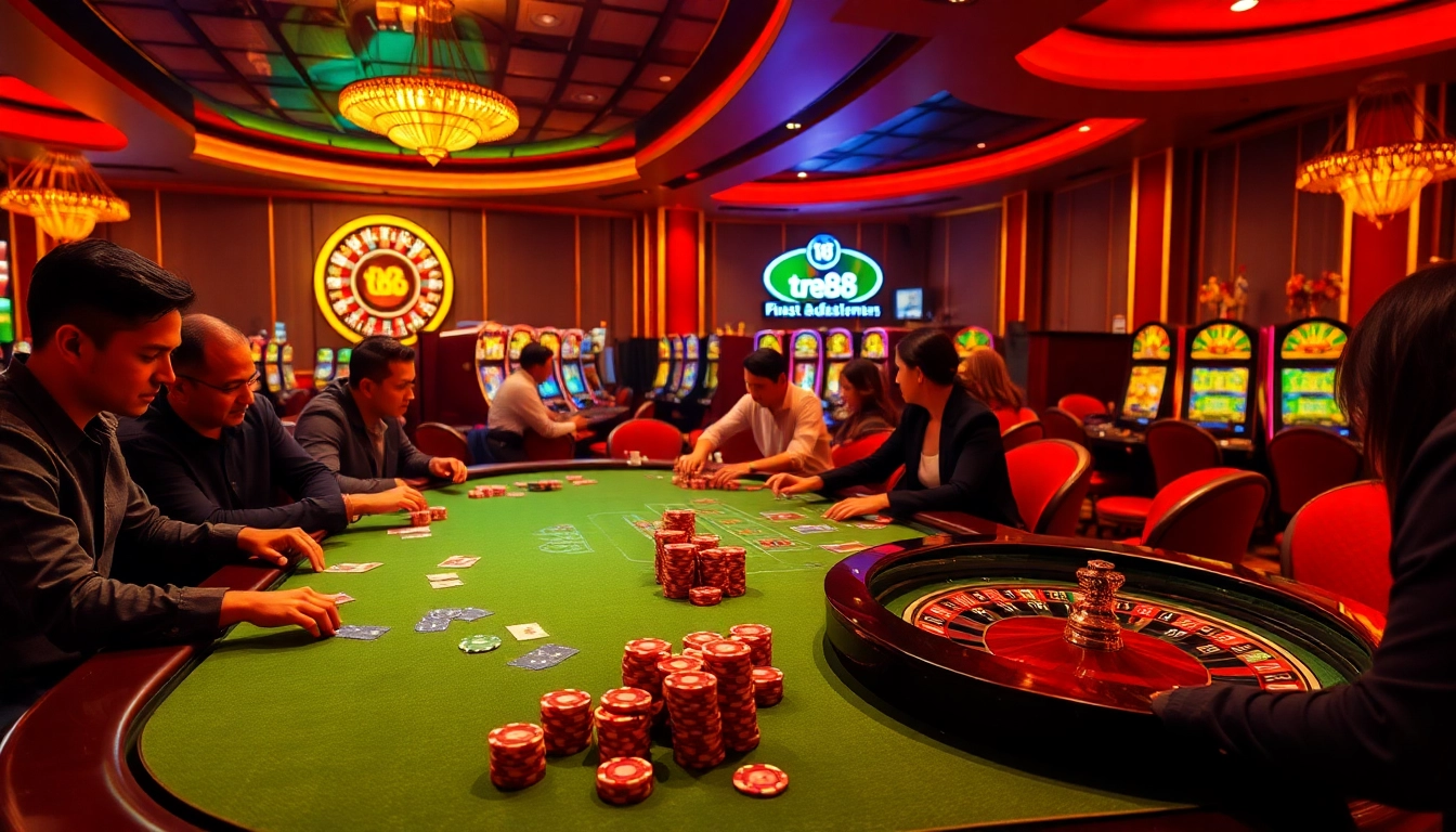 Experience the thrill of high-stakes gaming at a luxury casino with tr88 excitement.