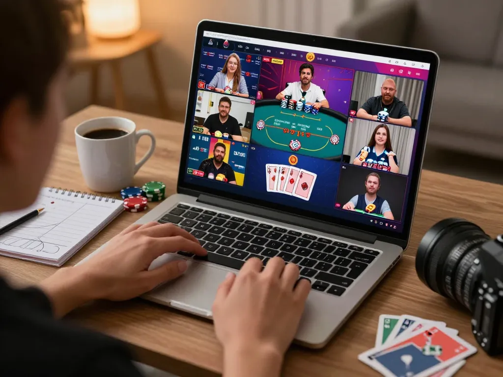 alc88 players engaging in exciting online poker games on laptop, showcasing strategy and entertainment