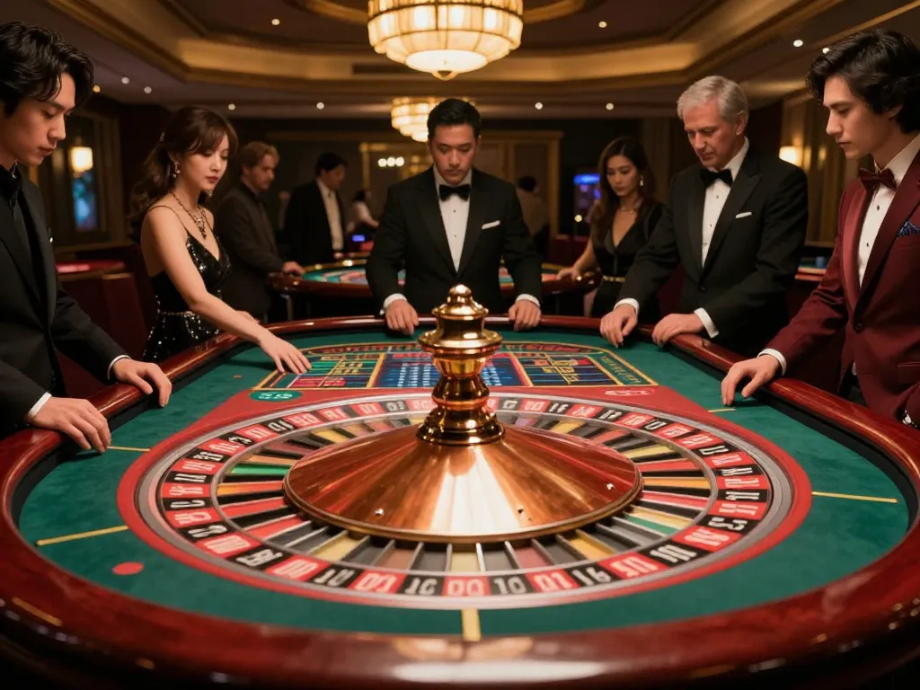 Engaging gameplay at a roulette table featuring VB88, players placing bets and enjoying the thrill of the game