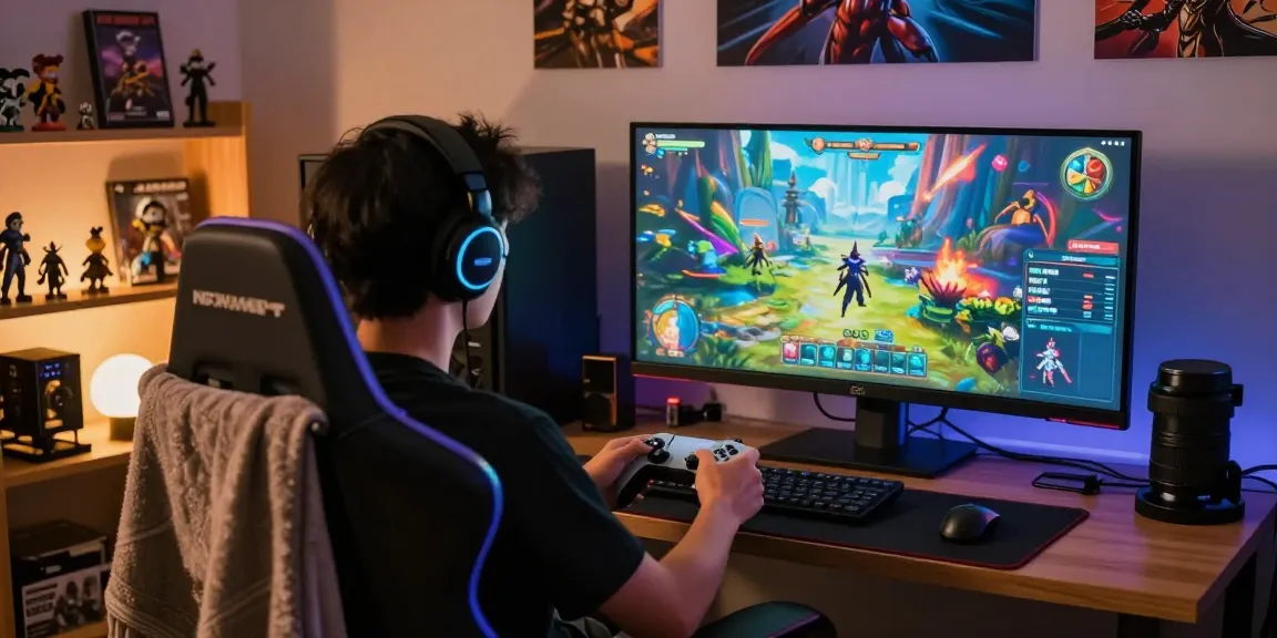 Engaging scene of a player enjoying NSFW Games in a cozy gaming room.