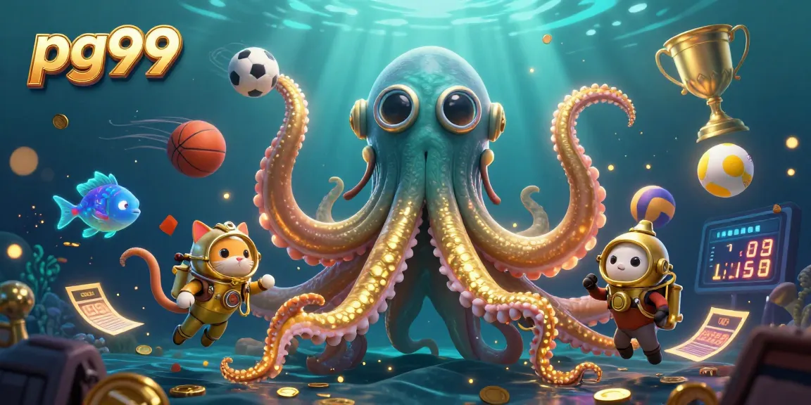 Experience thrilling underwater adventures at pg99 with a kraken, diving cat, and vibrant fish!