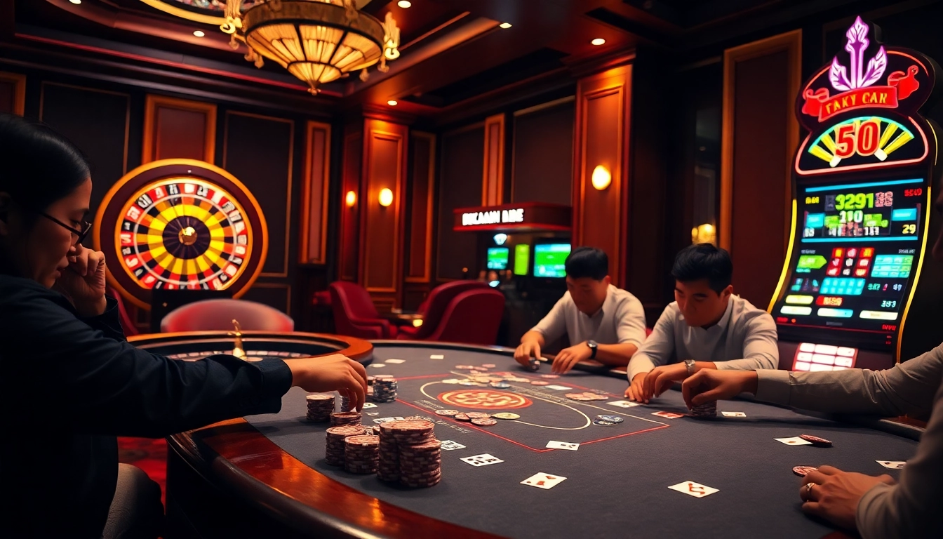 Kèo Nhà Cái betting slips on a professional poker table in a luxurious casino setting.