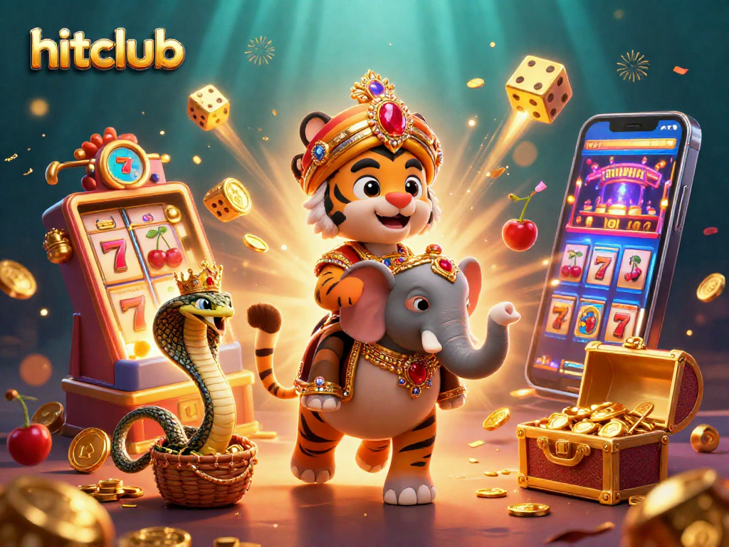 Spin to win with hitclub as the lively maharaja tiger and elephant celebrate jackpots!