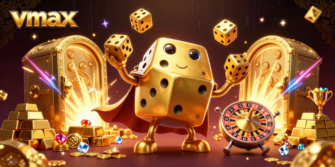 Engage in vibrant casino gameplay with vmax amidst dazzling treasures and legendary dice.