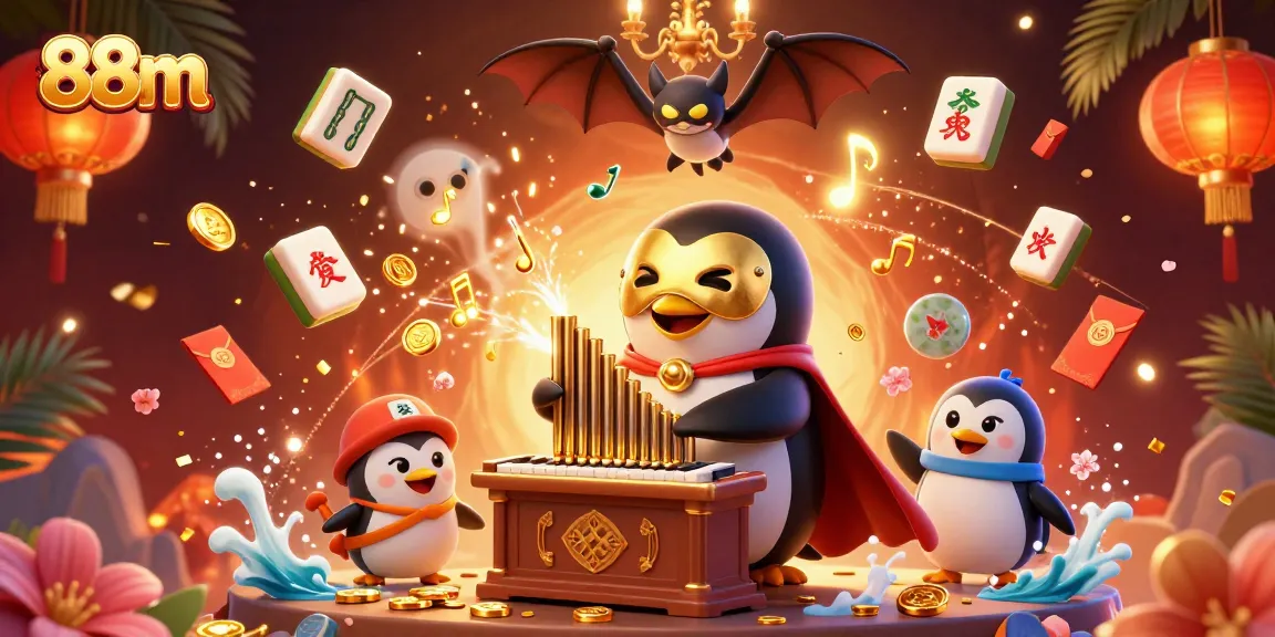Engage with 88m's thrilling games in an ultra-detailed 3D casino scene featuring dynamic action and iconic symbols.