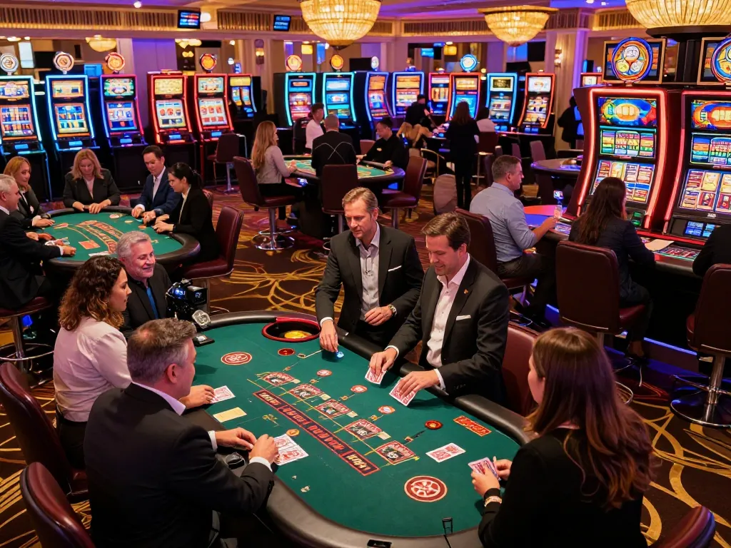 Go8 casino floor showcasing roulette excitement with players engaging at tables.