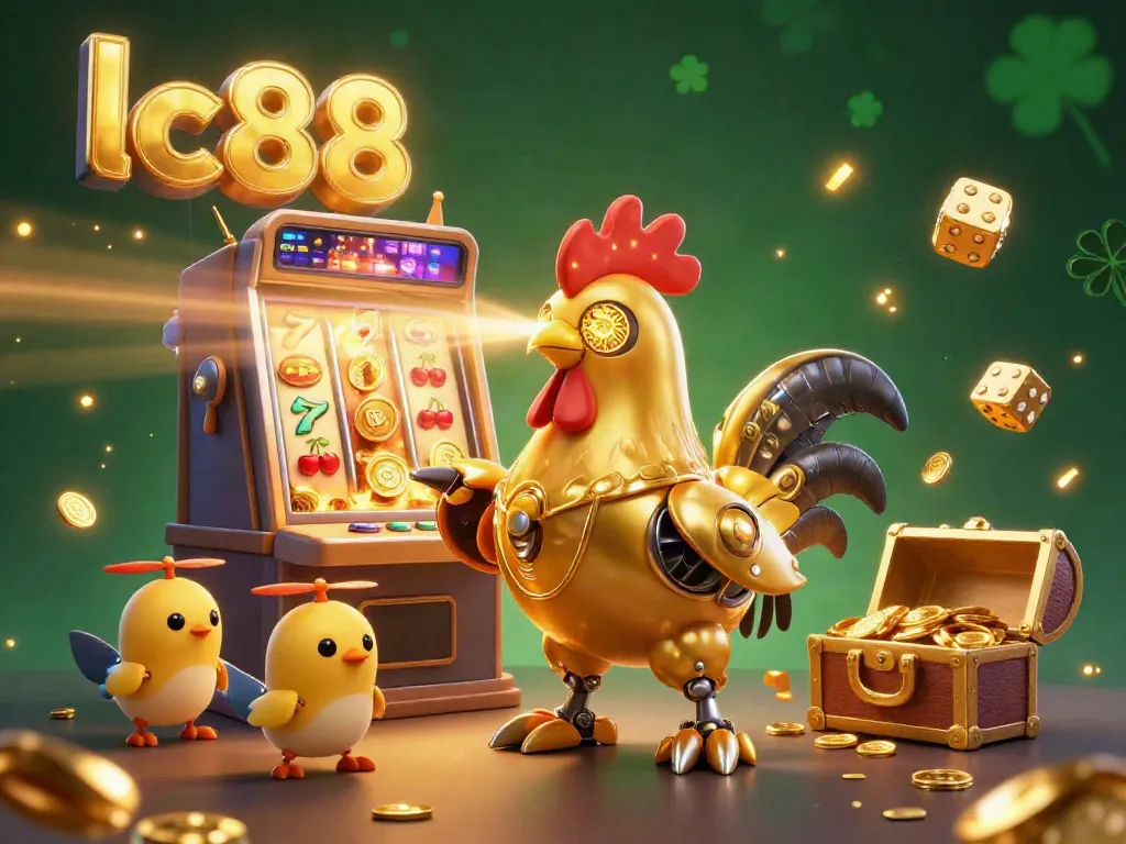 Engage in thrilling gameplay with lc88's golden rooster robot leading exciting casino adventures.