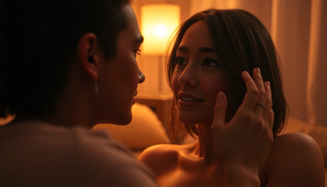 An engaging AI NSFW character in a warm, intimate digital space, highlighting emotional connection and advanced interactive technology.