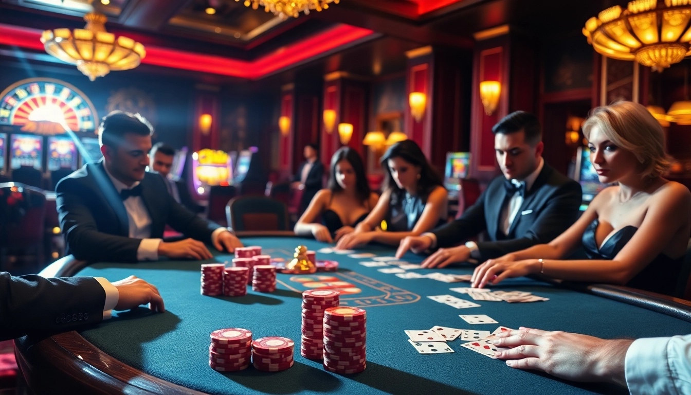 Players engage in an exciting game of poker at the luxurious DAGA casino table.
