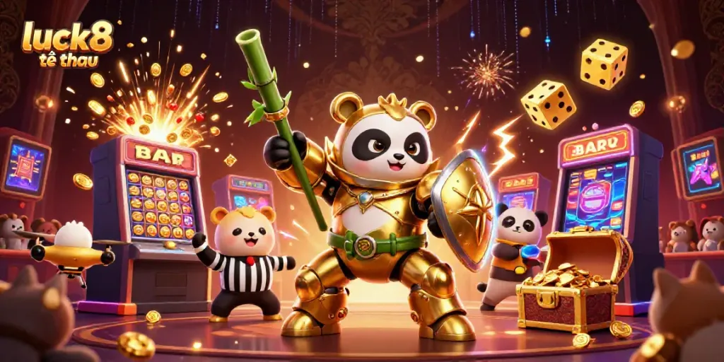 Experience thrilling gameplay at luck8 thể thao with engaging 3D animated characters and vibrant casino elements.