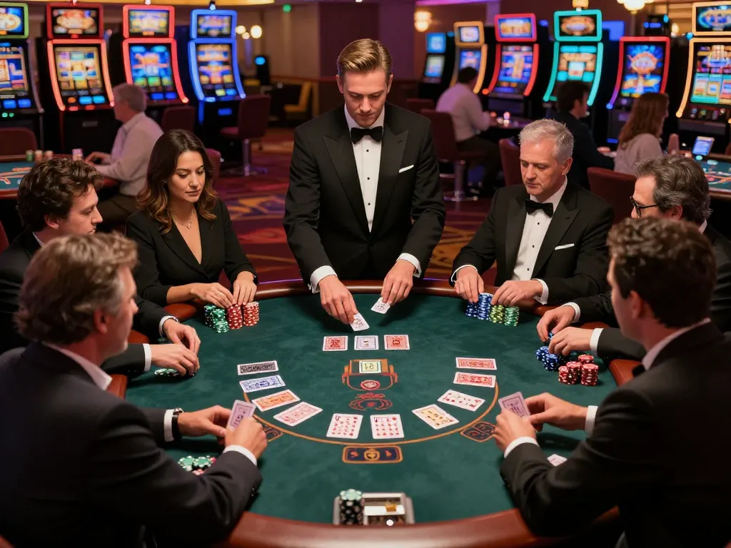 Engaged players at a blackjack table showcasing skills and strategy during thrilling casino gameplay with S88 excitement.