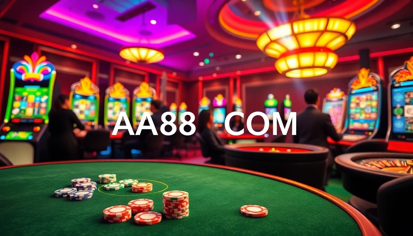 Gamblers enjoying high-stakes games and winnings at AA88 COM online casino.