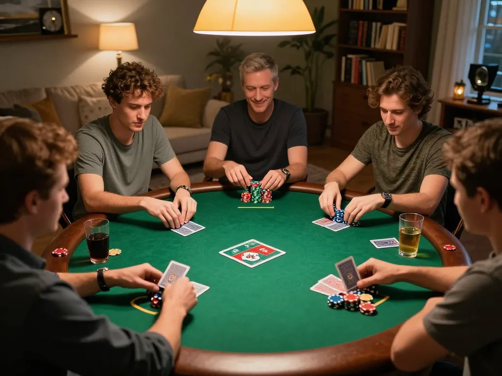 NOWGOAL players enjoy intense poker action during a friendly game night at home.