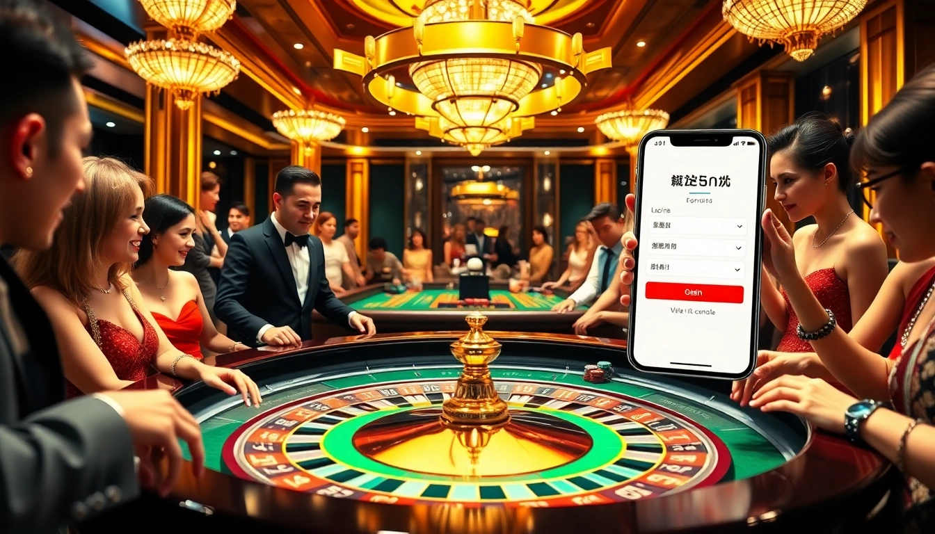 Engage in thrilling gameplay at a casino with a vibrant roulette table and a digital login interface for easy access to fun লগইন.