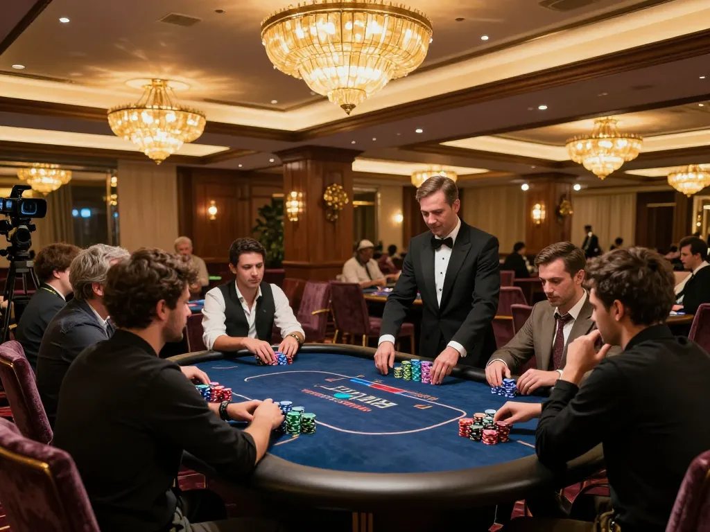 iwin club poker night with players strategizing around an exclusive table, elegant setup.