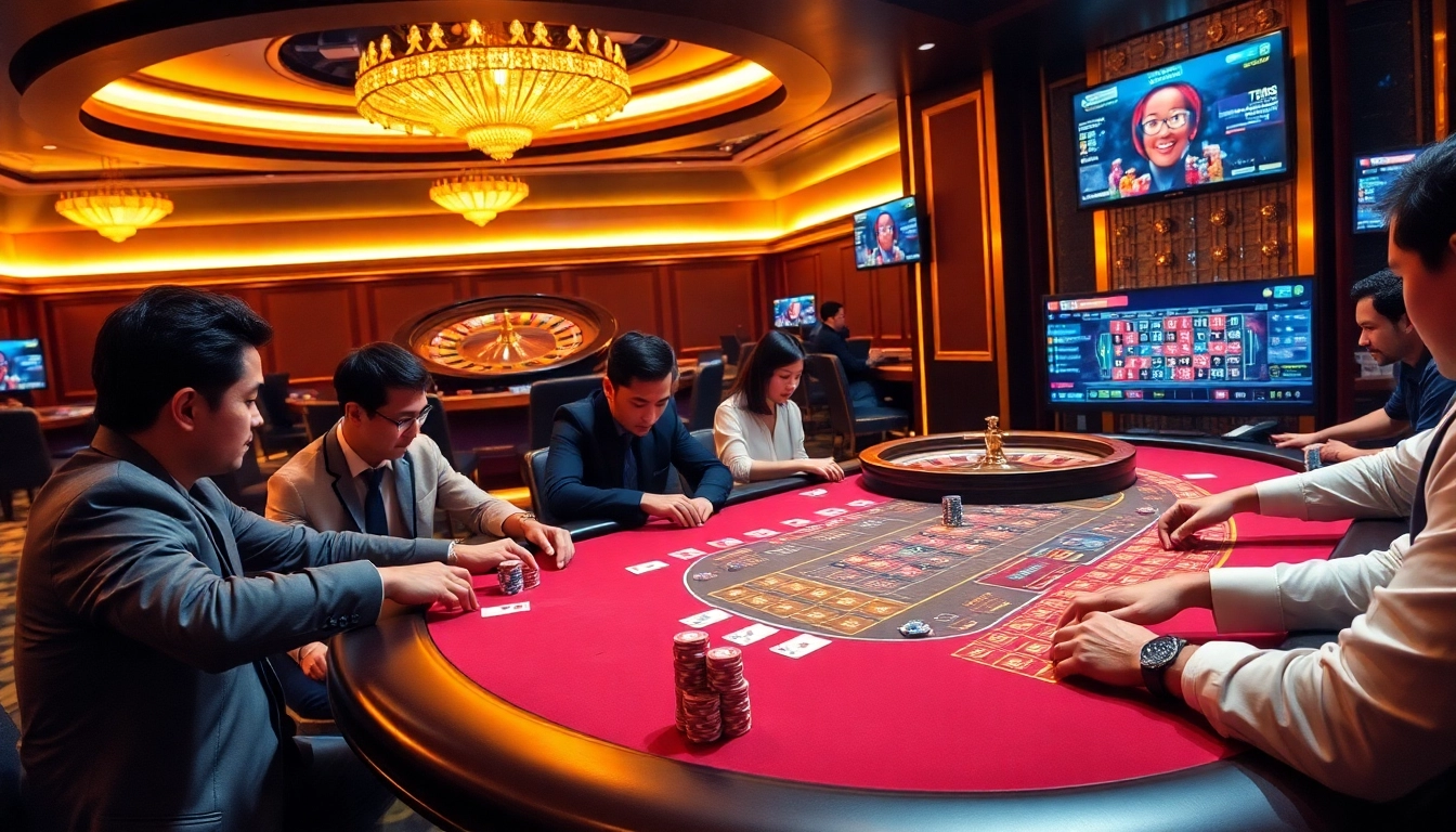 High-stakes poker action showcasing tg88 with vibrant casino elements and inviting atmosphere.