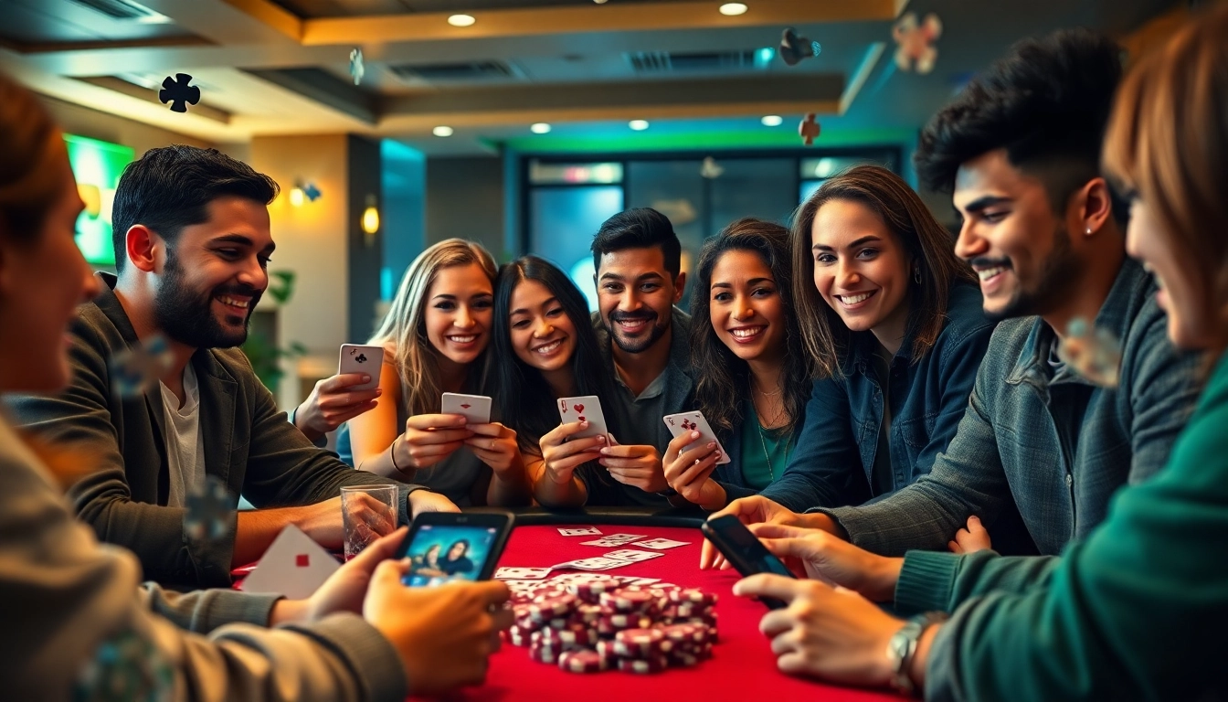 Topgamebaidoithuong.mx features a lively gaming atmosphere with players enjoying card games, showcasing the excitement of online gaming.