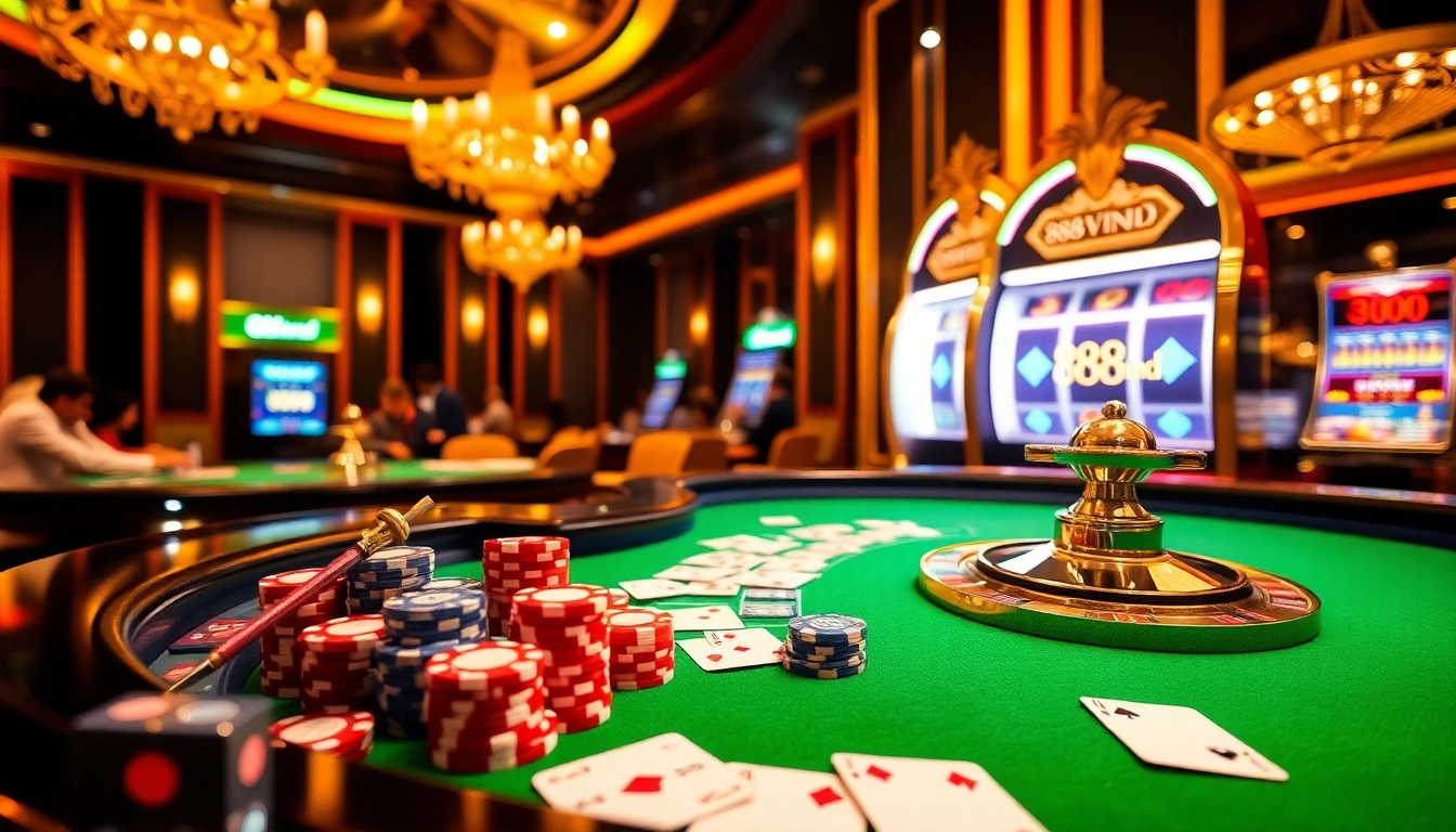 Players engaging at a roulette table in a luxurious casino environment, representing 888vnd excitement.