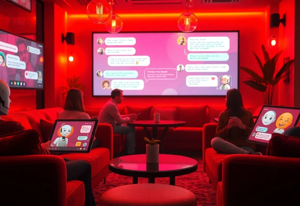 Engaging spicy chat scene with cozy ambiance and interactive digital elements.