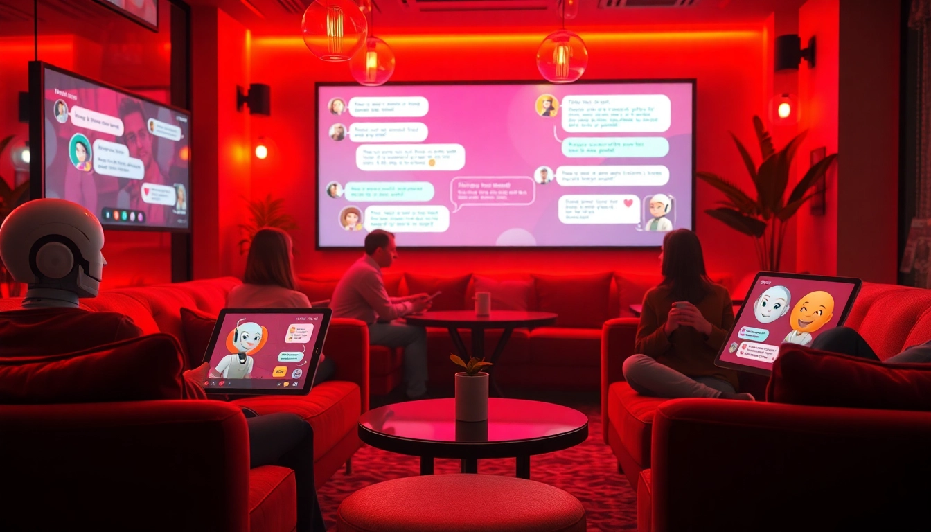 Engaging spicy chat scene with cozy ambiance and interactive digital elements.