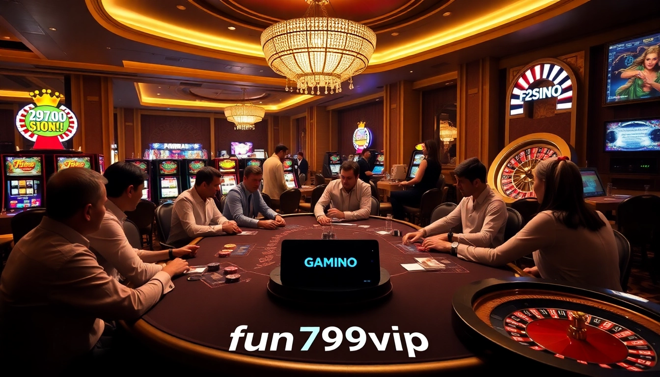 Experience the thrill of winning at fun79.vip with a luxurious casino atmosphere featuring poker tables and exciting games.