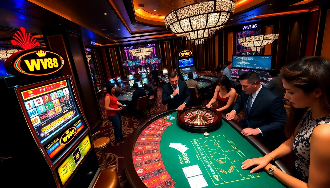 Exciting gameplay at ww88 slot machine in a vibrant casino setting.