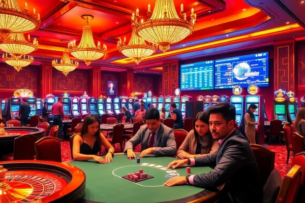 A thrilling poker game at a luxurious casino showcasing elements from https://rr88a.us.com/ for an exciting atmosphere.