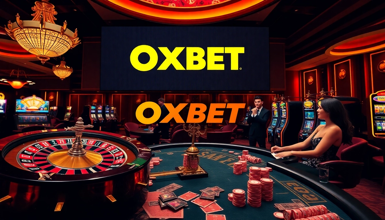 Experience the excitement of OXBET casino with vibrant games and elegant players at the table.