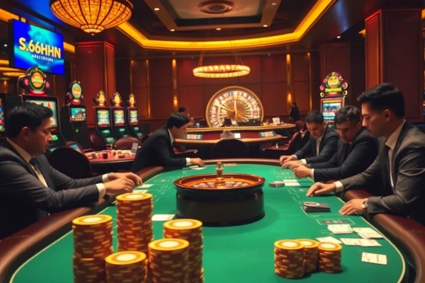 Experience the thrill of high-stakes poker at s666hn.com with luxurious casino vibes and vibrant atmosphere.