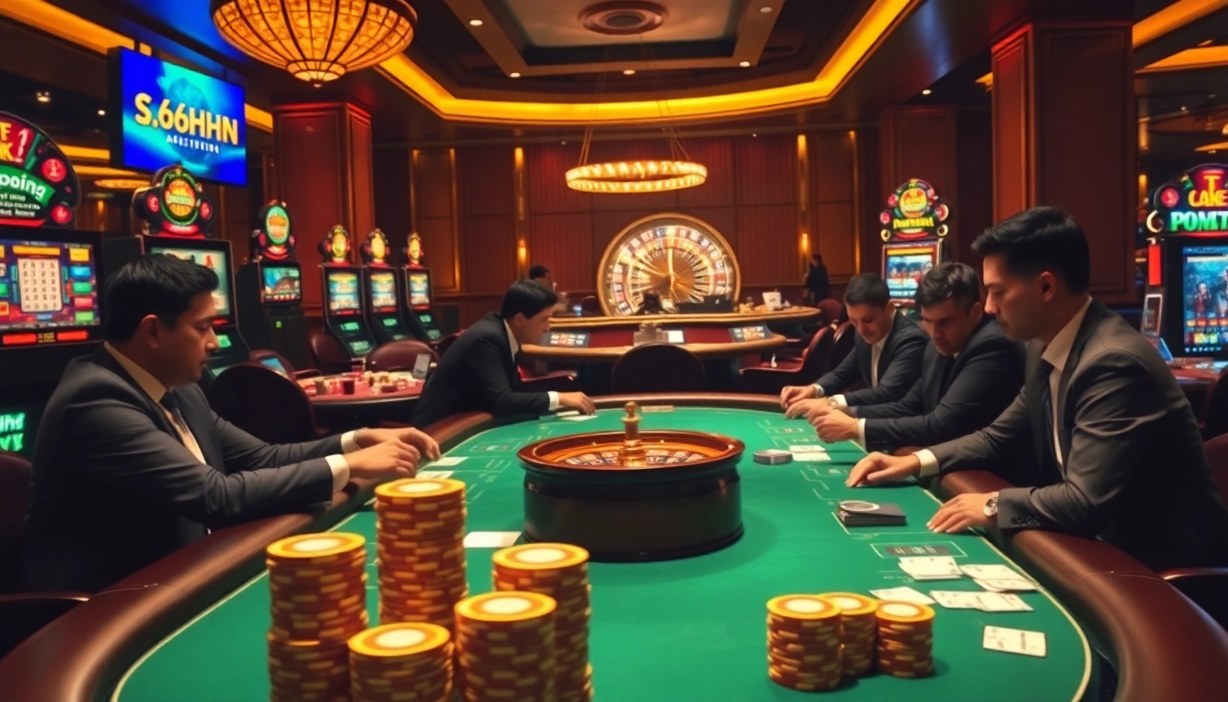 Experience the thrill of high-stakes poker at s666hn.com with luxurious casino vibes and vibrant atmosphere.
